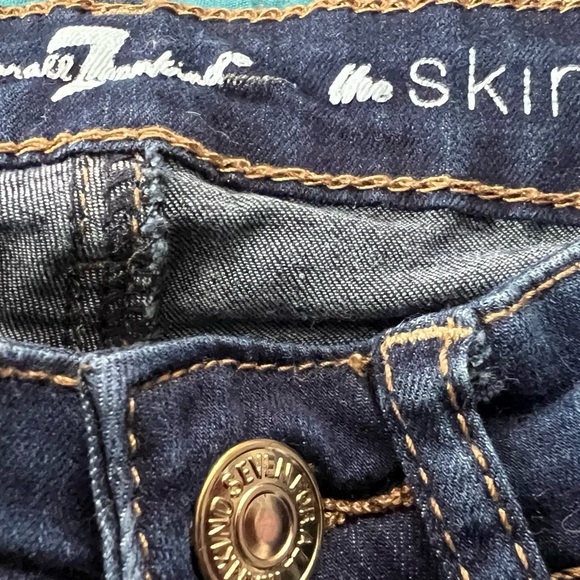 7 For All Mankind Indigo Skinny Jeans with Distressed Look - Picture 3 of 5